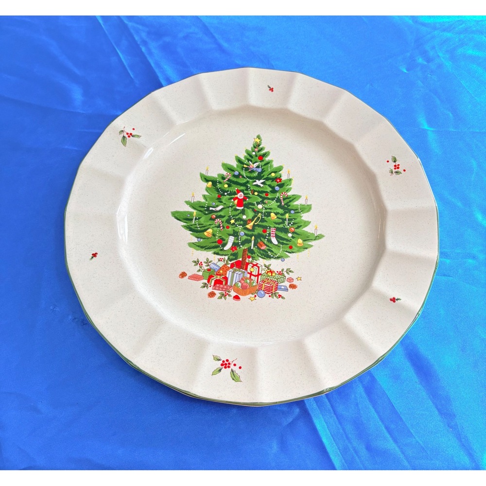 Studio Nova Holiday Season NY102 Christmas Tree Stoneware Chop Plate Platter 12"
